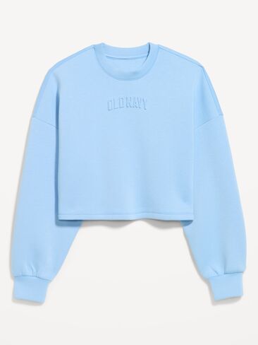 Old Navy Bounce Fleece Crew-Neck Cropped Sweatshirt - Monet Blue in Saudi Arabia