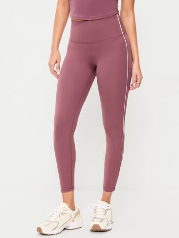 Old Navy بنطال ضيق عالي الخصر StudioSmooth 7/8 مخطط جانبيًا - روزيت in Saudi Arabia