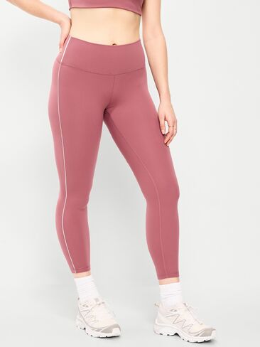 Old Navy بنطال ضيق عالي الخصر StudioSmooth 7/8 مخطط جانبيًا - روزيت in Saudi Arabia