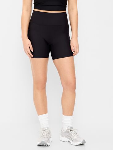 Old Navy شورت بايكر PowerSoft بجيوب عالية الخصر للغاية - درزة داخلية 6 بوصة - بدون درزات أمامية - جاك أسود in Saudi Arabia