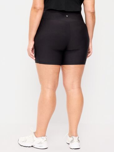 Old Navy شورت بايكر PowerSoft بجيوب عالية الخصر للغاية - درزة داخلية 6 بوصة - بدون درزات أمامية - جاك أسود in Saudi Arabia