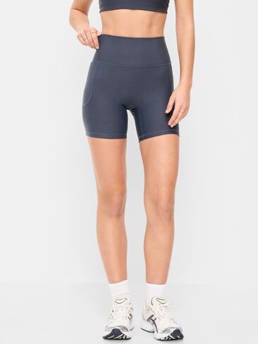 Old Navy Extra-High Waisted PowerSoft Boundless Pocket Biker Shorts-- 6-inch inseam - No Front Seam - Dusk Navy in Saudi Arabia