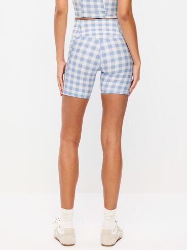Old Navy شورت بايكر بجيب PowerSoft عالي الخصر للغاية - درزة داخلية 6 بوصة - بدون درزات أمامية - قماش قطني أزرق فاتح in Saudi Arabia