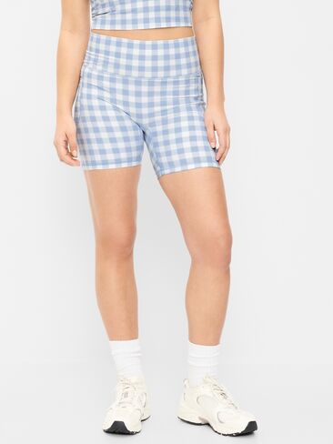 Old Navy شورت بايكر بجيب PowerSoft عالي الخصر للغاية - درزة داخلية 6 بوصة - بدون درزات أمامية - قماش قطني أزرق فاتح in Saudi Arabia