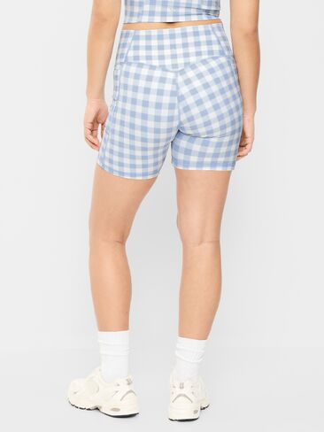 Old Navy شورت بايكر بجيب PowerSoft عالي الخصر للغاية - درزة داخلية 6 بوصة - بدون درزات أمامية - قماش قطني أزرق فاتح in Saudi Arabia