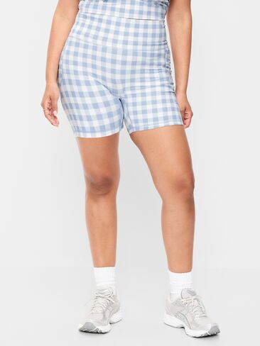 Old Navy شورت بايكر بجيب PowerSoft عالي الخصر للغاية - درزة داخلية 6 بوصة - بدون درزات أمامية - قماش قطني أزرق فاتح in Saudi Arabia