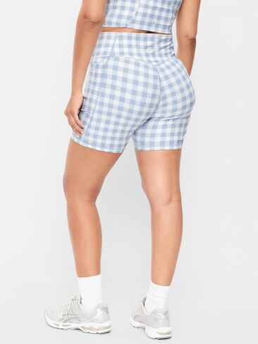 Old Navy شورت بايكر بجيب PowerSoft عالي الخصر للغاية - درزة داخلية 6 بوصة - بدون درزات أمامية - قماش قطني أزرق فاتح in Saudi Arabia