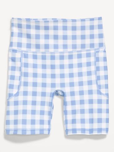 Old Navy شورت بايكر بجيب PowerSoft عالي الخصر للغاية - درزة داخلية 6 بوصة - بدون درزات أمامية - قماش قطني أزرق فاتح in Saudi Arabia