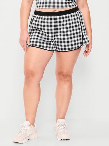 شورت Old Navy متوسط ​​الارتفاع StretchTech Run -- درزة داخلية 3 بوصة - قماش قطني أسود/أبيض in Kuwait