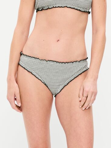 Old Navy Mid-Rise Ruffle Trim Swim Bottoms - Pique Black/White Gingham in Saudi Arabia