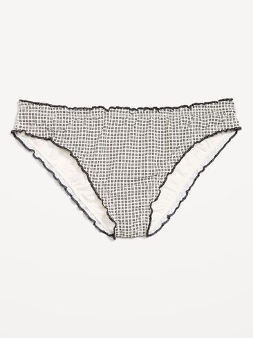 Old Navy Mid-Rise Ruffle Trim Swim Bottoms - Pique Black/White Gingham in Saudi Arabia