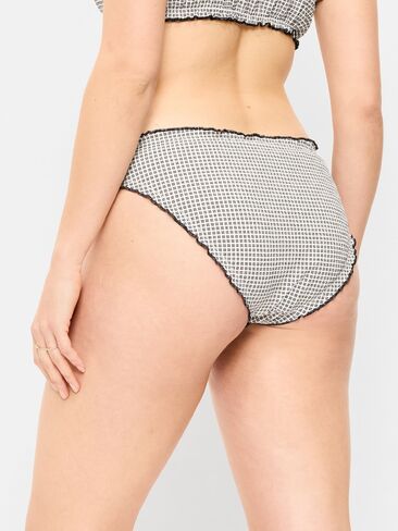 Old Navy Mid-Rise Ruffle Trim Swim Bottoms - Pique Black/White Gingham in Saudi Arabia