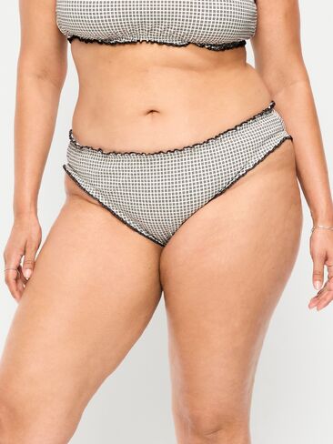 Old Navy Mid-Rise Ruffle Trim Swim Bottoms - Pique Black/White Gingham in Saudi Arabia
