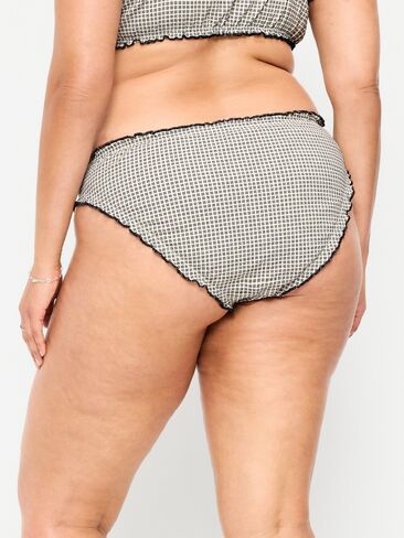 Old Navy Mid-Rise Ruffle Trim Swim Bottoms - Pique Black/White Gingham in Saudi Arabia