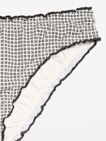 Old Navy Mid-Rise Ruffle Trim Swim Bottoms - Pique Black/White Gingham in Saudi Arabia