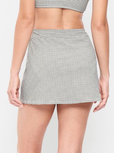 Old Navy High-Waisted Textured Swim Skirt - Black/White Gingham in Saudi Arabia