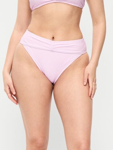 Old Navy High-Waisted Cinched Bikini Swim Bottoms - Purple Gingham in Saudi Arabia
