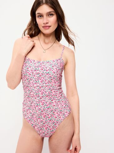 Old Navy Ruched One-Piece Swimsuit - Pink Floral in Saudi Arabia