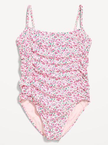 Old Navy Ruched One-Piece Swimsuit - Pink Floral in Saudi Arabia