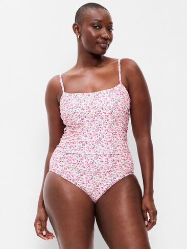 Old Navy Ruched One-Piece Swimsuit - Pink Floral in Saudi Arabia