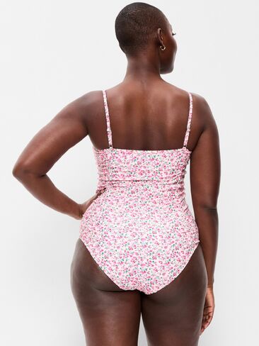 Old Navy Ruched One-Piece Swimsuit - Pink Floral in Saudi Arabia