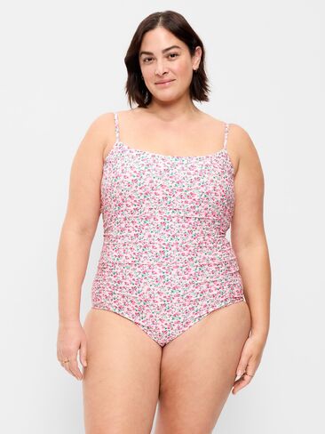 Old Navy Ruched One-Piece Swimsuit - Pink Floral in Saudi Arabia