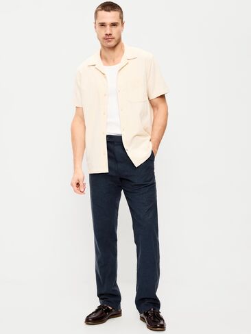 بنطال Old Navy من مزيج الكتان بقصة مستقيمة من التسعينيات - Moire Navy in Saudi Arabia