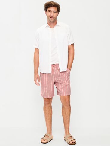 Old Navy Linen-Blend Jogger Shorts -- 7-inch inseam - Red Stripe in Saudi Arabia