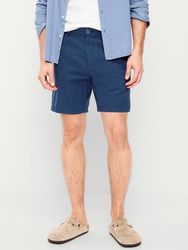 Old Navy Slim Linen-Blend Rotation Chino Shorts -- 8-inch inseam - Navy Blue in Saudi Arabia
