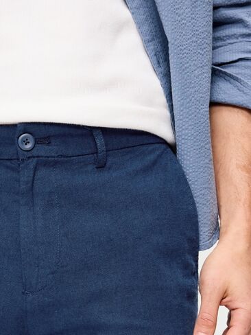 Old Navy Slim Linen-Blend Rotation Chino Shorts -- 8-inch inseam - Navy Blue in Saudi Arabia