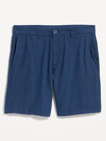 Old Navy Slim Linen-Blend Rotation Chino Shorts -- 8-inch inseam - Navy Blue in Saudi Arabia