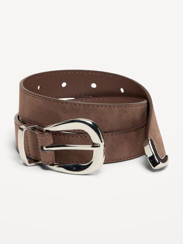 Old Navy Faux-Leather Western Belt - Brown Suede in Saudi Arabia