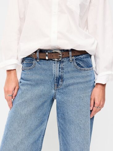 Old Navy Faux-Leather Western Belt - Brown Suede in Saudi Arabia