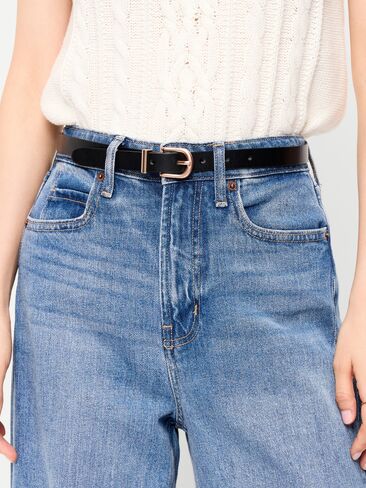 Old Navy Classic Slim Faux-Leather Belt - Black Jack in Saudi Arabia