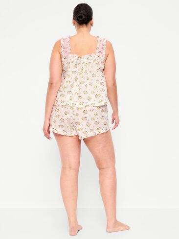 Old Navy Ruffled Pajama Tank and Shorts Set - White Floral in Saudi Arabia