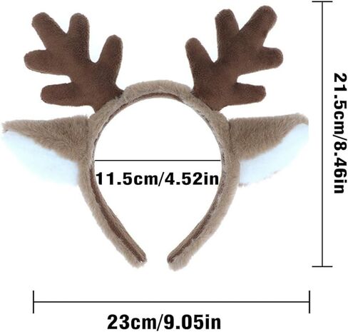 IDOTTA Reindeer Antlers Headband for Adult Women Fluffy Animal Deer Ears Hairband Party Cosplay Costume Halloween Christmas in Saudi Arabia