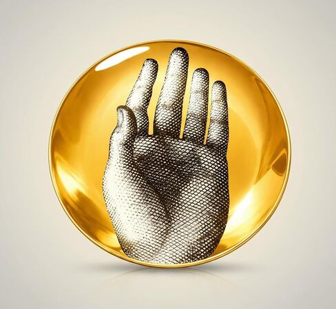 لوحة زخرفية من AlphaDesignLuxe مقاس 8 بوصات على شكل عظمة صينية مع ملصق ذهبي عيار 24 قيراطًا - لوحة فنية حديثة للحائط/الحامل، الشمس والقمر in Kuwait