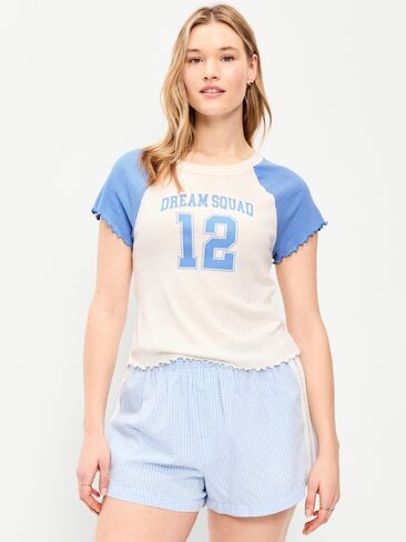 Old Navy Short-Sleeve Pointelle Sleep Top - Blue Graphic in Saudi Arabia