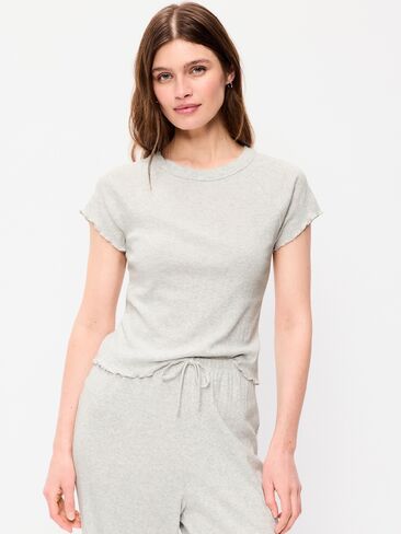 Old Navy Short-Sleeve Pointelle Sleep Top - Heather Grey in Saudi Arabia