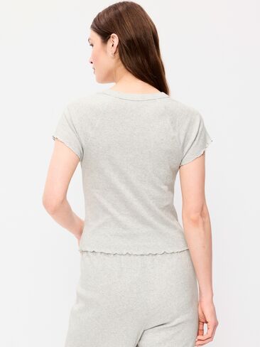 Old Navy Short-Sleeve Pointelle Sleep Top - Heather Grey in Saudi Arabia