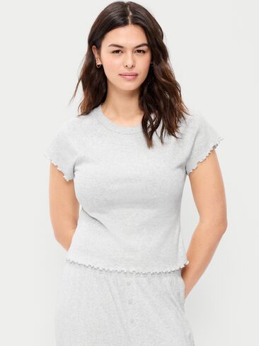 Old Navy Short-Sleeve Pointelle Sleep Top - Heather Grey in Saudi Arabia
