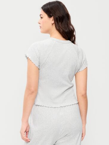 Old Navy Short-Sleeve Pointelle Sleep Top - Heather Grey in Saudi Arabia