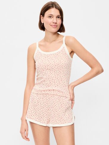 قميص بدون أكمام Old Navy Pointelle Cami - زهور وردية in Saudi Arabia