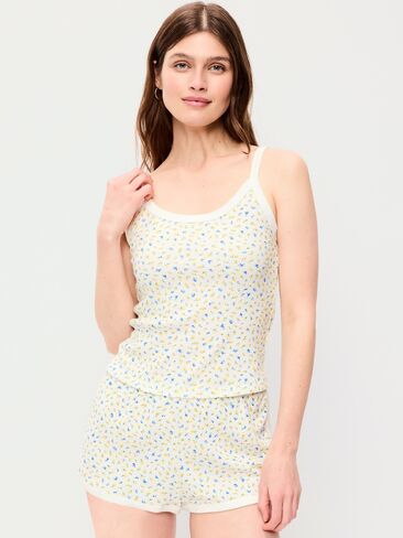 Old Navy Pointelle Cami Tank Top - White Floral in Saudi Arabia