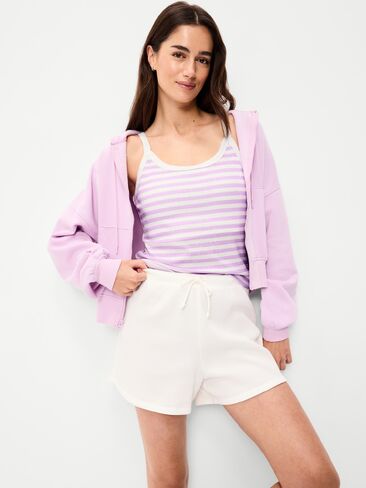 قميص بدون أكمام Old Navy Pointelle Cami - شريط أبيض/أرجواني in Saudi Arabia