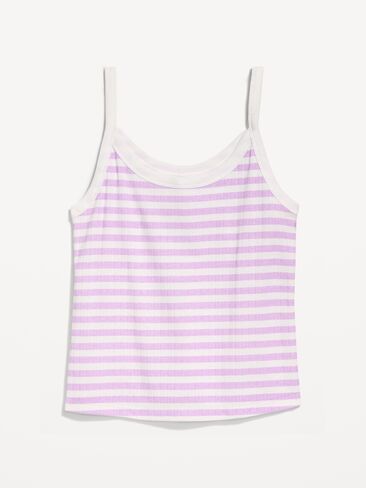قميص بدون أكمام Old Navy Pointelle Cami - شريط أبيض/أرجواني in Saudi Arabia