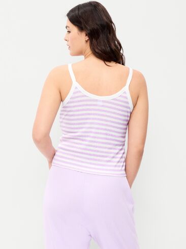قميص بدون أكمام Old Navy Pointelle Cami - شريط أبيض/أرجواني in Saudi Arabia