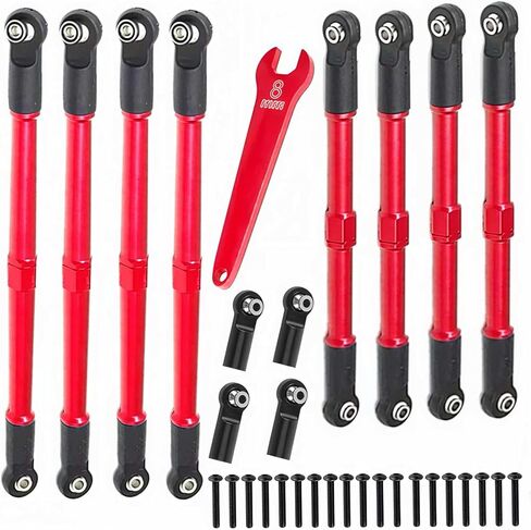 8pcs Metal Push Rod Toe Links Turnbuckle 5319X 5338R Upgrades Part for 1/10 E-Revo 2.0 Revo Summit RC Car (Red) in Saudi Arabia