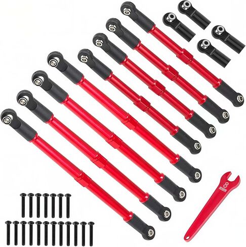 8pcs Metal Push Rod Toe Links Turnbuckle 5319X 5338R Upgrades Part for 1/10 E-Revo 2.0 Revo Summit RC Car (Red) in Saudi Arabia