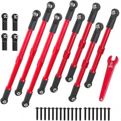 8pcs Metal Push Rod Toe Links Turnbuckle 5319X 5338R Upgrades Part for 1/10 E-Revo 2.0 Revo Summit RC Car (Red) in Saudi Arabia
